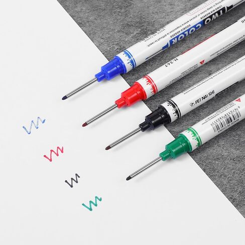 9 Pcs Long Head Deep Hole Marker Pens 45 mm Long Nib Marker Multi-Purpose Deep Reach Markers Double-Headed Metal marking Pens Waterproof Permanent Markers Carpenter Ink Pen for Builder Bathroom in Saudi Arabia
