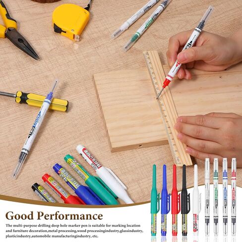 9 Pcs Long Head Deep Hole Marker Pens 45 mm Long Nib Marker Multi-Purpose Deep Reach Markers Double-Headed Metal marking Pens Waterproof Permanent Markers Carpenter Ink Pen for Builder Bathroom in Saudi Arabia