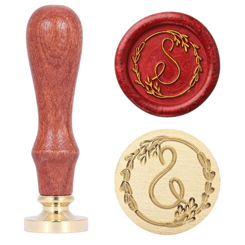 Yoption Handwritten Letter S Wax Seal Stamp, Vintage Initial Alphabet with Olive Branch Sealing Wax Stamp in Saudi Arabia