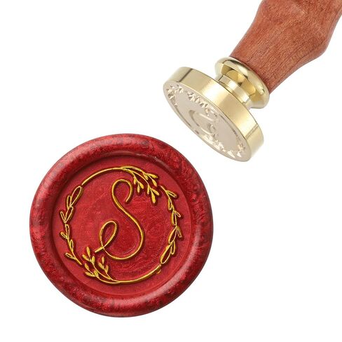 Yoption Handwritten Letter S Wax Seal Stamp, Vintage Initial Alphabet with Olive Branch Sealing Wax Stamp in Saudi Arabia