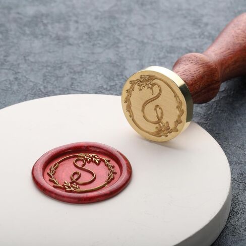 Yoption Handwritten Letter S Wax Seal Stamp, Vintage Initial Alphabet with Olive Branch Sealing Wax Stamp in Saudi Arabia