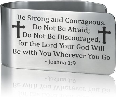 So Do Not Fear for I Am with You Engraved Stainless Steel Car Visor Clip,Joshua 1:9 Bible Verse Car Accessories, Religious Safe Driving Gifts for Woman Son Daughter, New Driver Gifts in Saudi Arabia