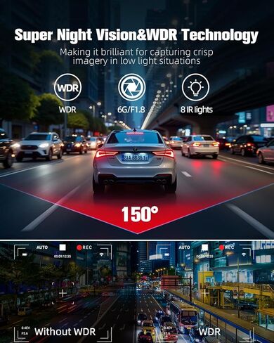 CATCATCH 4 Channel Dash Cam 360° View,4K Front and Rear Dash Camera for Cars,WDR Night Vision,Smart Voice Control,Built-in WiFi&GPS,G-Sensor,24H Parking Mode,Free 64GB SD Card,Suction Cup in Saudi Arabia