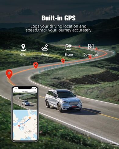 CATCATCH 4 Channel Dash Cam 360° View,4K Front and Rear Dash Camera for Cars,WDR Night Vision,Smart Voice Control,Built-in WiFi&GPS,G-Sensor,24H Parking Mode,Free 64GB SD Card,Suction Cup in Saudi Arabia