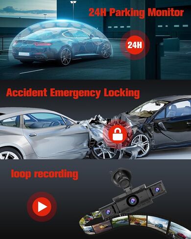 CATCATCH 4 Channel Dash Cam 360° View,4K Front and Rear Dash Camera for Cars,WDR Night Vision,Smart Voice Control,Built-in WiFi&GPS,G-Sensor,24H Parking Mode,Free 64GB SD Card,Suction Cup in Saudi Arabia