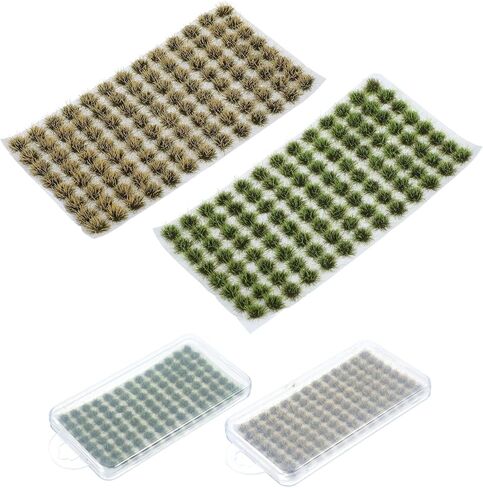 208 Pcs Static Grass Bushy Tuft, Model Artificial Scenery for Landscape Railroad Cluster DIY Miniature Static Tuft Model Grasses Shrubs Building Layout Miniature Plants (Two Colors) in Saudi Arabia