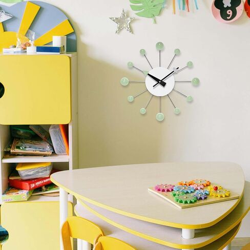 Infinity Instruments Orb Spoke Midcentury Modern 15 inch Retro Starburst Ball Wall Clock Quiet Quartz Movement Mid Century Decorative, Multi, Multicolor in Kuwait