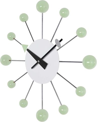 Infinity Instruments Orb Spoke Midcentury Modern 15 inch Retro Starburst Ball Wall Clock Quiet Quartz Movement Mid Century Decorative, Multi, Multicolor in Kuwait