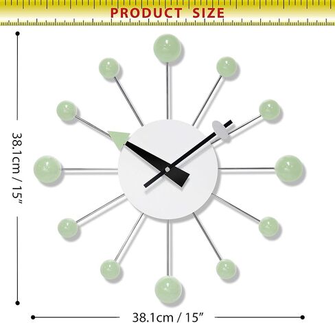 Infinity Instruments Orb Spoke Midcentury Modern 15 inch Retro Starburst Ball Wall Clock Quiet Quartz Movement Mid Century Decorative, Multi, Multicolor in Kuwait
