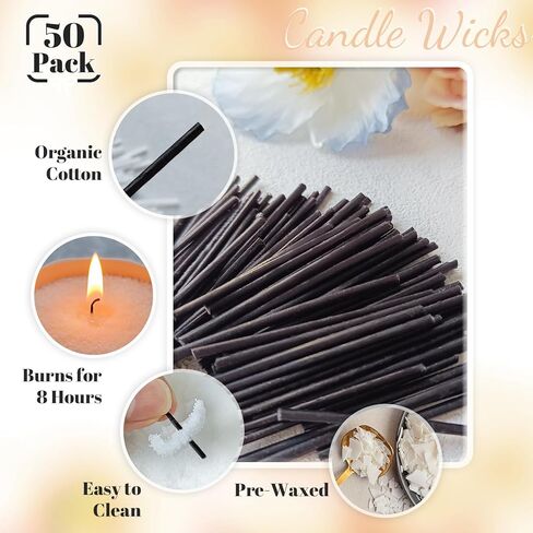Pearled Cotton Candle Wick 2.2 Inch Black Cotton Wicks for Sand Candles,Metal-Free & Lead-Free Refill Wax Wick for DIY Candle Making,Premium Soft Flame for Long Burn Time (Pack of 100) in Saudi Arabia