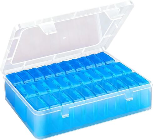 Bead Organizer Box, 31Pcs Small Beads Storage Containers with Hinged Lid - Clear Plastic Rectangle Cases for DIY Jewelry Making, Bracelet Craft, Nail Art Supplies (Blue - 2P) in Saudi Arabia