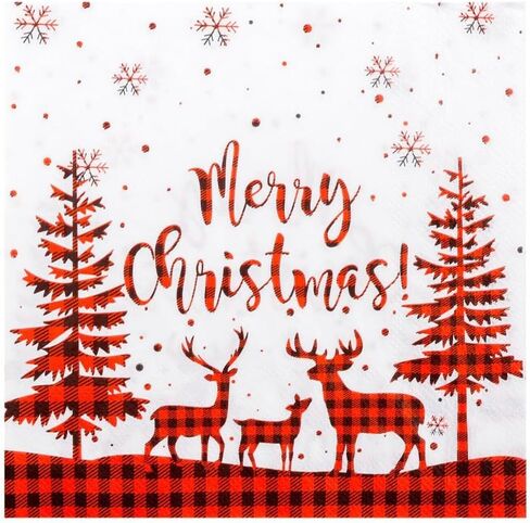 40 pcs Christmas Party Napkins Santa Claus, Reindeer, Snowflakes, Wreath & Tree Design Holiday Napkins for Kids Birthday, Xmas Celebration, Baking Supplies,Wreath 13 * 13 in in Saudi Arabia