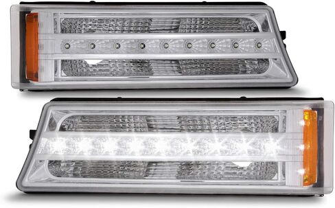 ACANII-For 2003-2006 Chevy Silverado 1500 2500 3500 LED أضواء وقوف السيارات مصابيح إشارة اليسار + اليمين-مبيت الكروم in Kuwait