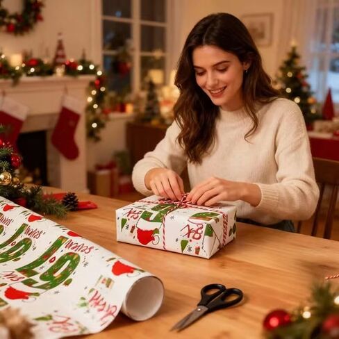 قطعتان من ورق تغليف عيد الميلاد 67، ورق تغليف، 67 ميمي غلاف هدايا عيد الميلاد المضحك للأطفال، سانتا 67 ميمي، مضحك ستة سبعة عطلة (36 بوصة * 2 أبيض) in Kuwait