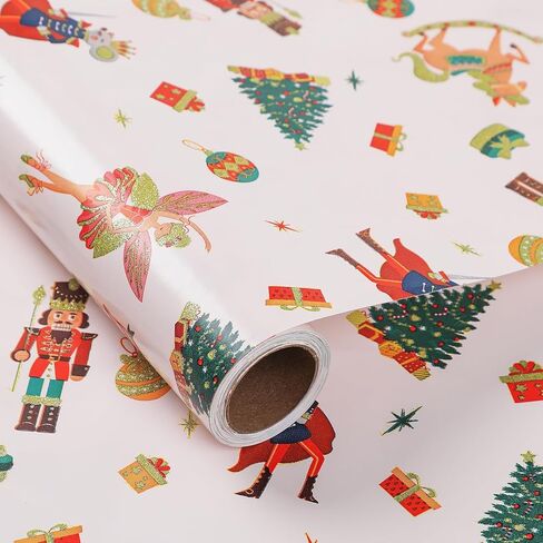 لفافة ورق تغليف عيد الميلاد من WRAP STORM - تصميم لامع لعيد الميلاد مقاس 17 بوصة × 20 قدمًا - تصميم لامع لحيوانات الرنة - غلاف هدايا لهدايا عيد الميلاد in Saudi Arabia