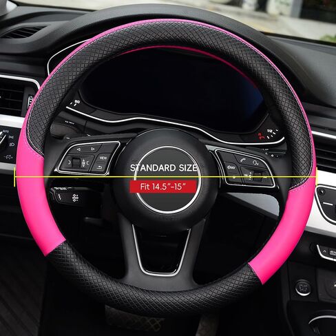 LABBYWAY Steering Wheel Cover, Universal Fit 15 Inch Microfiber Leather Car Wheel Protector, Anti-Slip, Pink in Saudi Arabia