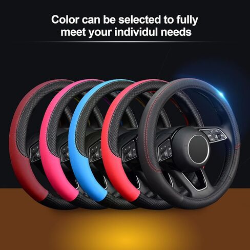 LABBYWAY Steering Wheel Cover, Universal Fit 15 Inch Microfiber Leather Car Wheel Protector, Anti-Slip, Pink in Saudi Arabia