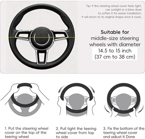 LABBYWAY Steering Wheel Cover, Universal Fit 15 Inch Microfiber Leather Car Wheel Protector, Anti-Slip, Pink in Saudi Arabia