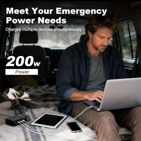 محول طاقة السيارة 200 وات، محول مخرج السيارة Amcelooy Dual DC 12V إلى 110V AC إلى قابس الحائط، شحن سريع 24W USB-C ومنافذ USB، محول شاحن محمول مع أجهزة الكمبيوتر المحمولة والهواتف (أزرق) in Kuwait