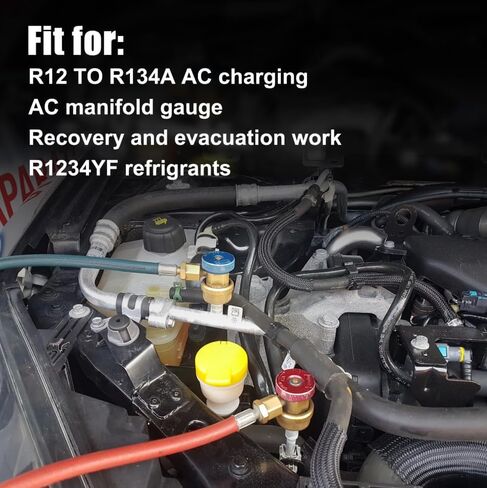 طقم محول R1234YF إلى R134A - قارنات سريعة ومجموعة تحويل جانبية عالية/منخفضة لإعادة شحن نظام تكييف الهواء في السيارة، مجموعة تركيب خرطوم التبريد الكاملة لتكييف الهواء التلقائي in Kuwait