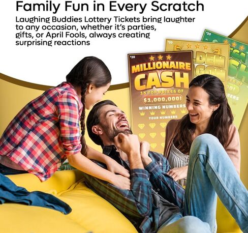 Fake Lottery Tickets - 15 Pack Ultra Realistic Prank Scratch Off Tickets, $2 Million, $1 Million, $100K Winning Cards - Funny Gag Gifts, Easy-to-Scratch, White Elephant, Parties & Stress-Free Laughs in Saudi Arabia