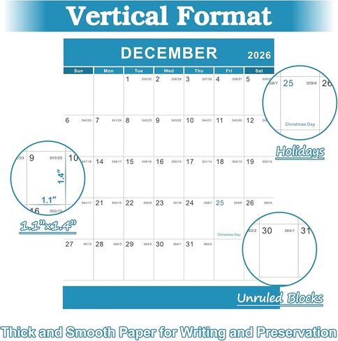 تقويم 2024 - 12 تقويم جداري شهري 2024، يناير 2024 - ديسمبر 2024، 14.8 بوصة × 11.5 بوصة، تقويم 2024 مع ربط مزدوج السلك، وخطاف تعليق، وكتل وتواريخ جوليان، وتقويم حائط كبير in Saudi Arabia
