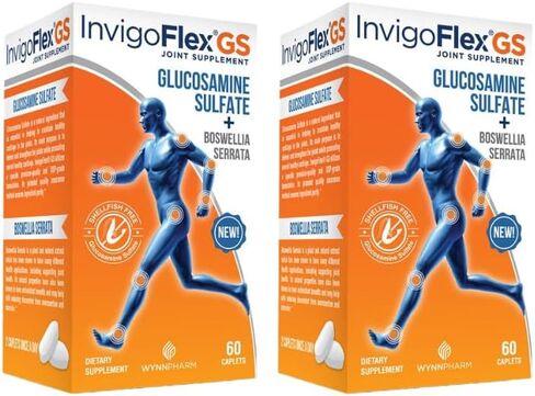Glucosamine Sulfate (Shellfish Free, Sodium Free & Vegetarian Safe) Non GMO, Gluten Free - with Boswellia Serrata - Premium Joint Supplement GS - 2 Pack in Kuwait