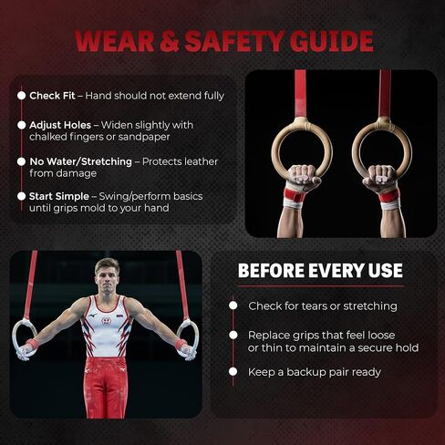 Reisport Men's Double Buckle Ring Grips, Gymnastics, Small (1) in Kuwait