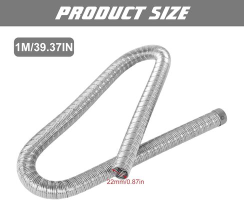 أنبوب عادم سخان الهواء الديزل ثنائي الطبقة 304 من الفولاذ المقاوم للصدأ، يستبدل 36061296 90394 بمشابك، لسخانات وقوف السيارات الديزل Webasto Eberspacher (24 مم - 2 م) in Kuwait