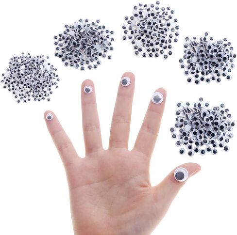1000pcs Round Plastic Black Googly Wiggle Eyes Self-Adhesive Wide Variety Assorted Sizes in Saudi Arabia