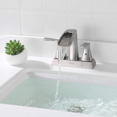 PARLOS Waterfall Spout 2 Handles Bathroom Faucet with Metal Pop-up Drain and Faucet Supply Lines, Oil Rubbed Bronze, Doris 14069 in Saudi Arabia