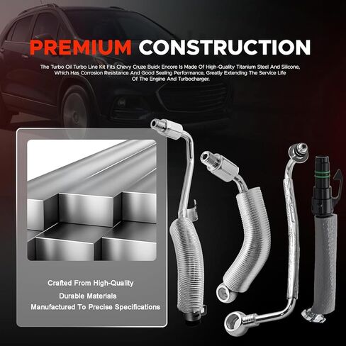 Turbo Oil Return Drain Line & Oil Feed Pipe Kit - Compatible with Chevy Cruze, Sonic, Trax & Buick Encore 1.4L L4 Replaces 55568031, 55592600, 25198546 in Saudi Arabia