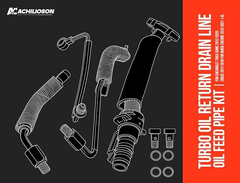 Turbo Oil Return Drain Line & Oil Feed Pipe Kit - Compatible with Chevy Cruze, Sonic, Trax & Buick Encore 1.4L L4 Replaces 55568031, 55592600, 25198546 in Saudi Arabia