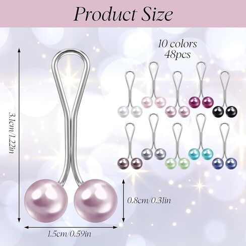 36Pcs Hijab Pins Clips for Women, Muslim Hijab Scarf Clips, Multicolor U Shape Safety Clip Cute Headscarf Pearl Pins for Headscarf Shawl Scarf Buttons Wedding Dress Decorative Boutonniere in Saudi Arabia