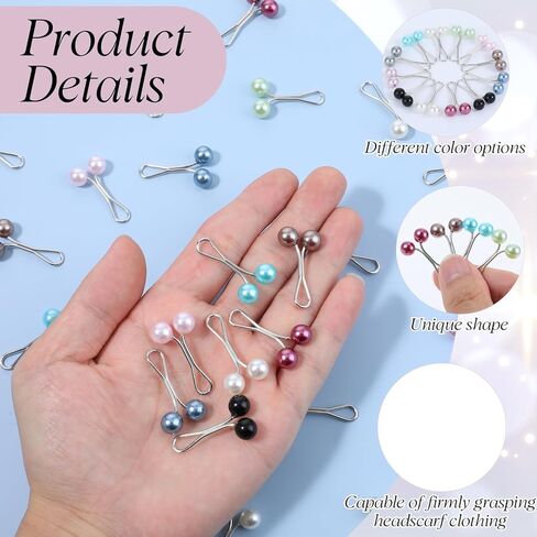 36Pcs Hijab Pins Clips for Women, Muslim Hijab Scarf Clips, Multicolor U Shape Safety Clip Cute Headscarf Pearl Pins for Headscarf Shawl Scarf Buttons Wedding Dress Decorative Boutonniere in Saudi Arabia