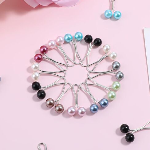 36Pcs Hijab Pins Clips for Women, Muslim Hijab Scarf Clips, Multicolor U Shape Safety Clip Cute Headscarf Pearl Pins for Headscarf Shawl Scarf Buttons Wedding Dress Decorative Boutonniere in Saudi Arabia