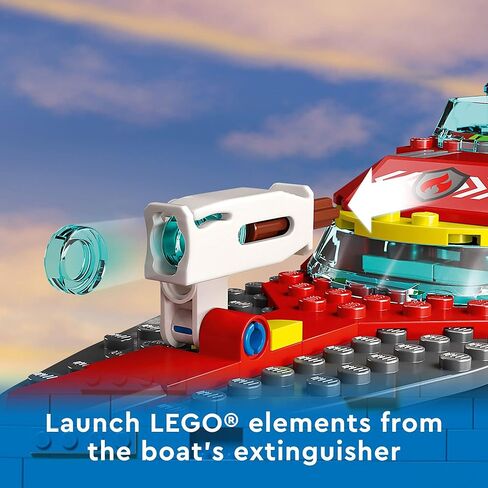 LEGO City Fire Rescue Boat 60373, Toy Floats on Water, with Jetpack, Dinghy and 3 Minifigures, Everyday Hero Toys for Kids, Boys and Girls Ages 5+, Multicolor in Saudi Arabia
