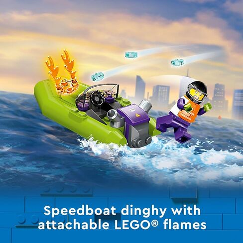LEGO City Fire Rescue Boat 60373, Toy Floats on Water, with Jetpack, Dinghy and 3 Minifigures, Everyday Hero Toys for Kids, Boys and Girls Ages 5+, Multicolor in Saudi Arabia