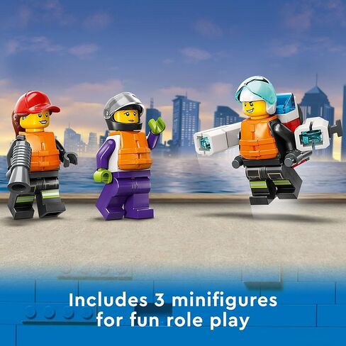 LEGO City Fire Rescue Boat 60373, Toy Floats on Water, with Jetpack, Dinghy and 3 Minifigures, Everyday Hero Toys for Kids, Boys and Girls Ages 5+, Multicolor in Saudi Arabia
