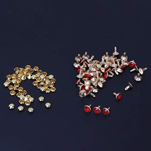 50PC 8MM Red Rhinestone Rivets, Crystal Decorative Spikes Stud for Clothing, Wedding, Performance, Arts Crafts Decoration,Punk Rock DIY,Leather Shoes Clothing in Saudi Arabia