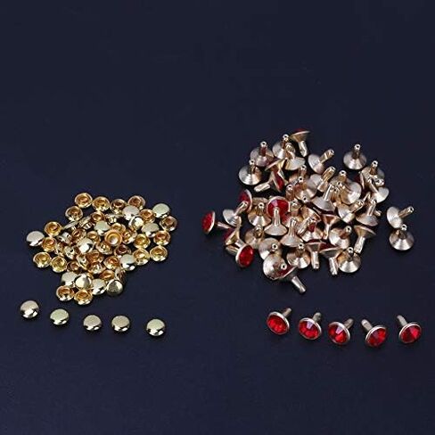 50PC 8MM Red Rhinestone Rivets, Crystal Decorative Spikes Stud for Clothing, Wedding, Performance, Arts Crafts Decoration,Punk Rock DIY,Leather Shoes Clothing in Saudi Arabia