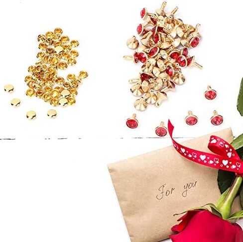 50PC 8MM Red Rhinestone Rivets, Crystal Decorative Spikes Stud for Clothing, Wedding, Performance, Arts Crafts Decoration,Punk Rock DIY,Leather Shoes Clothing in Saudi Arabia