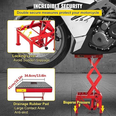 Hydraulic Motorcycle Lift Table - Foot Pedal Operation, 300 lbs Capacity, Ideal for Bike Maintenance and Storage (Withoutwheels in Saudi Arabia