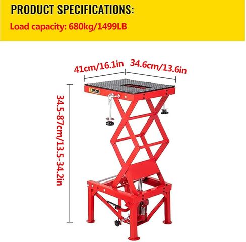 Hydraulic Motorcycle Lift Table - Foot Pedal Operation, 300 lbs Capacity, Ideal for Bike Maintenance and Storage (Withoutwheels in Saudi Arabia
