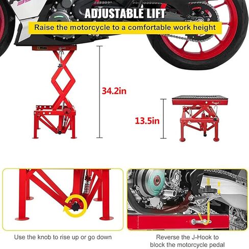 Hydraulic Motorcycle Lift Table - Foot Pedal Operation, 300 lbs Capacity, Ideal for Bike Maintenance and Storage (Withoutwheels in Saudi Arabia