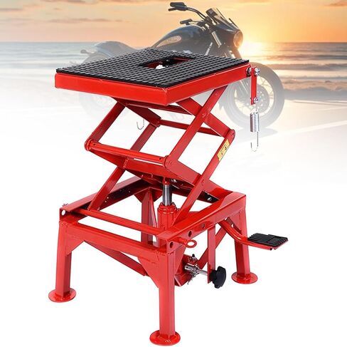 Hydraulic Motorcycle Lift Table - Foot Pedal Operation, 300 lbs Capacity, Ideal for Bike Maintenance and Storage (Withoutwheels in Saudi Arabia