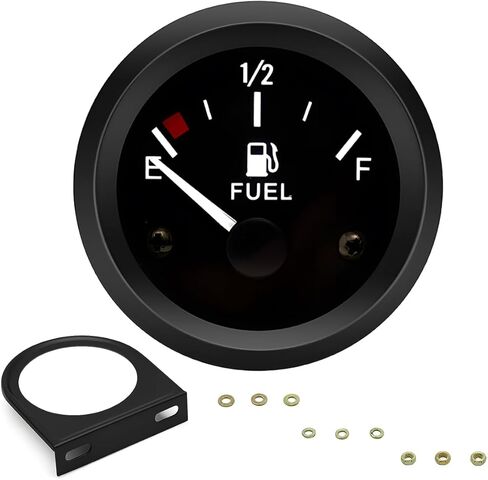 2" 52mm 12V Fuel Level Gauge Meter Kit with Nut/Bracket - 240-33ohm Boat Fuel Gauge Gas Tank Meter with E-1/2-F Pointer Dash, Universal for Car RV Yacht Marine Motorcycle (Black) in Kuwait