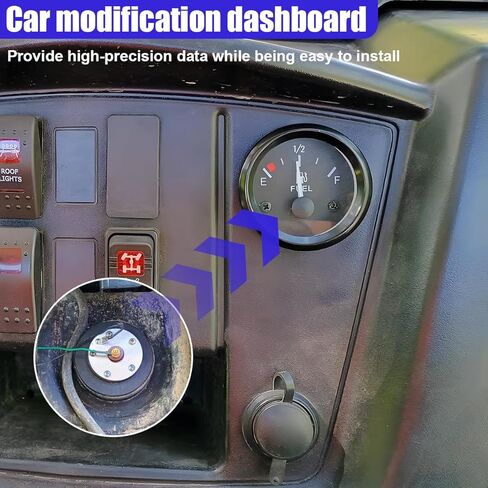 2" 52mm 12V Fuel Level Gauge Meter Kit with Nut/Bracket - 240-33ohm Boat Fuel Gauge Gas Tank Meter with E-1/2-F Pointer Dash, Universal for Car RV Yacht Marine Motorcycle (Black) in Kuwait