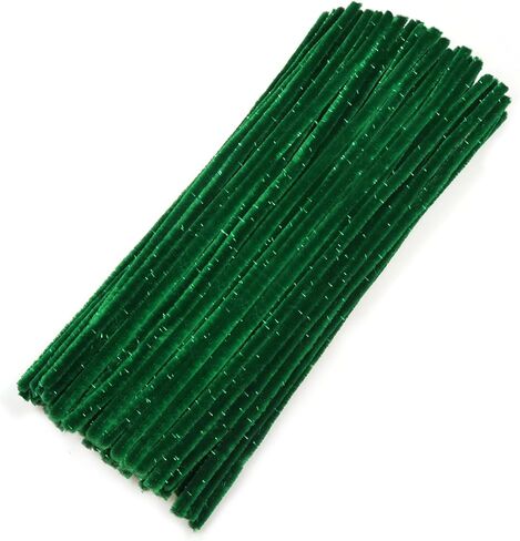 TOAOB 100pcs Glitter Green Pipe Cleaners Metallic Chenille Stems 12 Inch Fuzzy Sticks Craft Supplies for DIY Art Craft Projects Home Decorations in Saudi Arabia