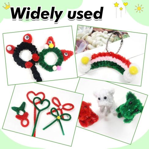 TOAOB 100pcs Glitter Green Pipe Cleaners Metallic Chenille Stems 12 Inch Fuzzy Sticks Craft Supplies for DIY Art Craft Projects Home Decorations in Saudi Arabia
